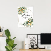 Bruiloft welkomstbord, rozen en groen poster (Thuiskantoor)