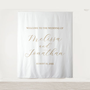 Bruiloft Welkomstbord Wit & Goud Wandkleed