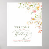 Bruiloft Welkomstbord Zomer Wildbloemen Poster (Voorkant)