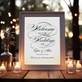 Bruiloft welkomstbord zwart elegante kalligrafie poster