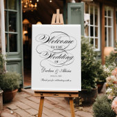 Bruiloft welkomstbord zwart elegante kalligrafie poster