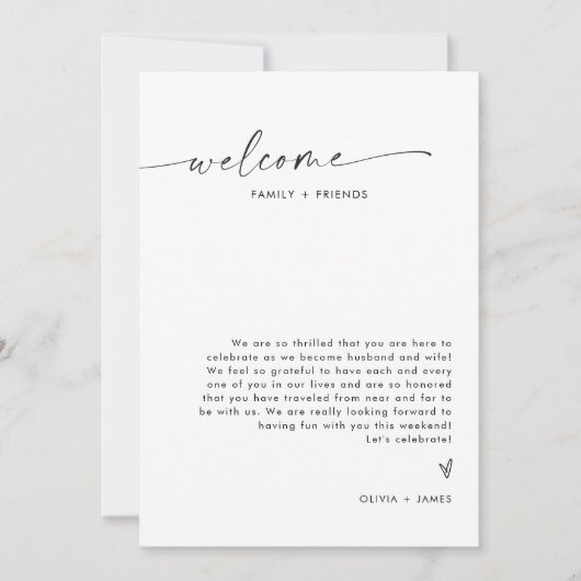 Bruiloft welkomstbrief, bruiloft evenementen Kaart (Voorkant)
