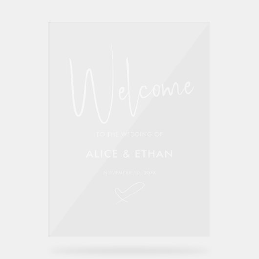 Bruiloft Welkomstscript Handtekening Acryl Bord (Voorkant)