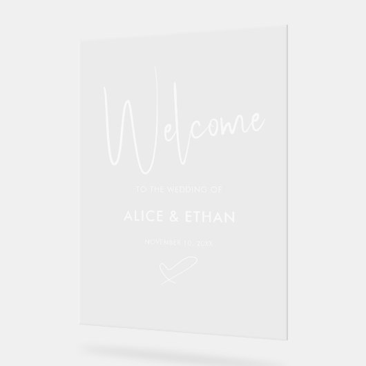 Bruiloft Welkomstscript Handtekening Acryl Bord (Hoek)