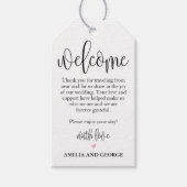 Bruiloft welkomsttas Labels Mooie kalligrafie Cadeaulabel (Voorkant)