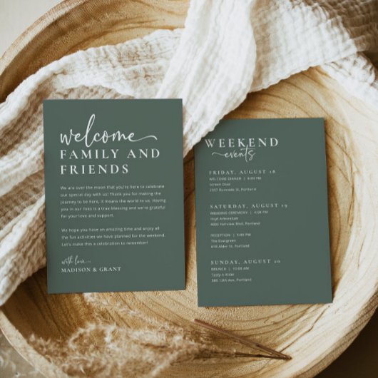 Bruiloft Welkomsttas Letter & Weekend Tijdlijn Kaa Menu