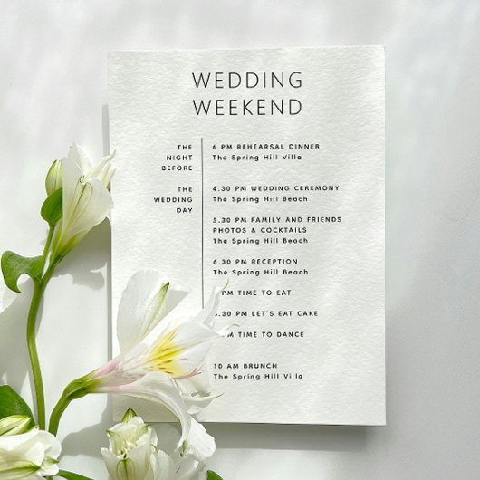 Bruiloft welkomsttas. Weekendreisschema Kaart