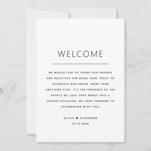 Bruiloft welkomsttas. Weekendreisschema Kaart (Voorkant)