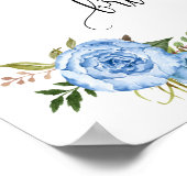 Bruiloft Wens Bord Blauw Bloemstuk Bruidsfeest Poster (Hoek)