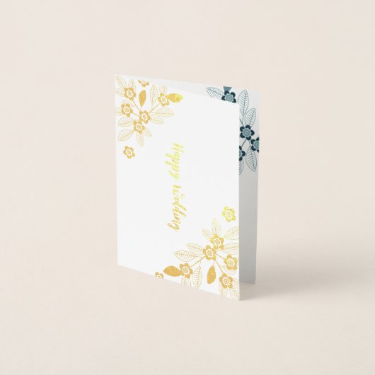 Bruiloft wenskaart Elegant bloemmotief Folie Kaarten (Voorkant)