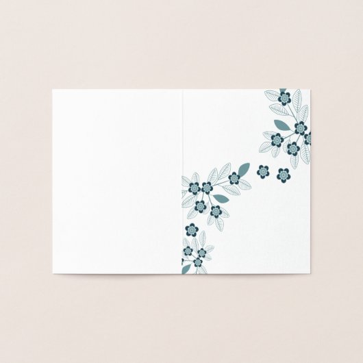 Bruiloft wenskaart Elegant bloemmotief Folie Kaarten (Binnen)