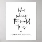 Bruiloft Wereldbol Gastenboek, Modern Minimalistis Poster (Voorkant)