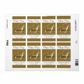 Bruiloft Wijn Etiketten Goud Monogram A (Full Sheet)