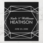 BRUILOFT WIJN geometrische Bruiloft Mousserende Wi Wijn Etiket (Enkel label)