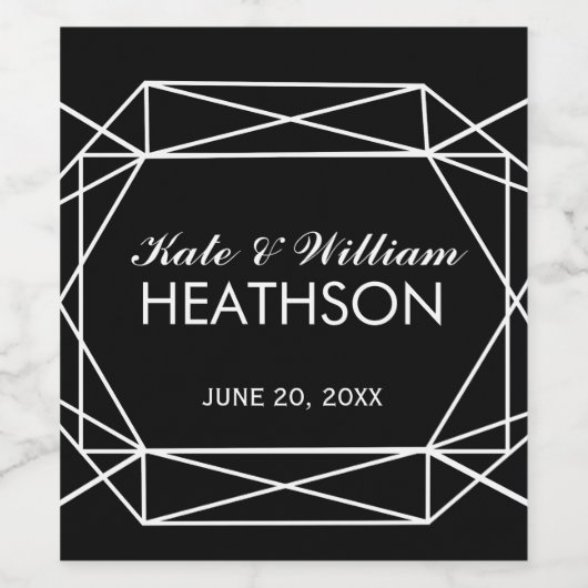 BRUILOFT WIJN geometrische Bruiloft Mousserende Wi Wijn Etiket (Enkel label)