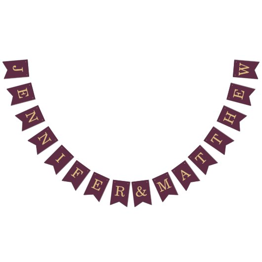 Bruiloft Wijn Kleur Gouden Bruid Groom Namen Eenvo Vlaggetjes (Alle)