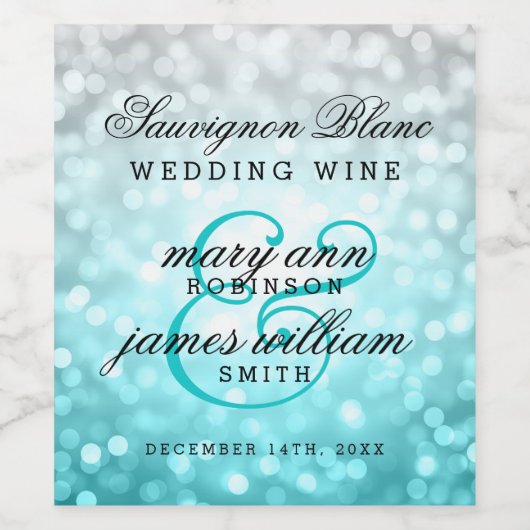 Bruiloft Wijn Label Beach Ombre Glitter Lights Wijn Etiket (Enkel label)