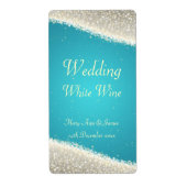 Bruiloft Wijn Label Dazzling Sparkles Turquoise (Voorkant)