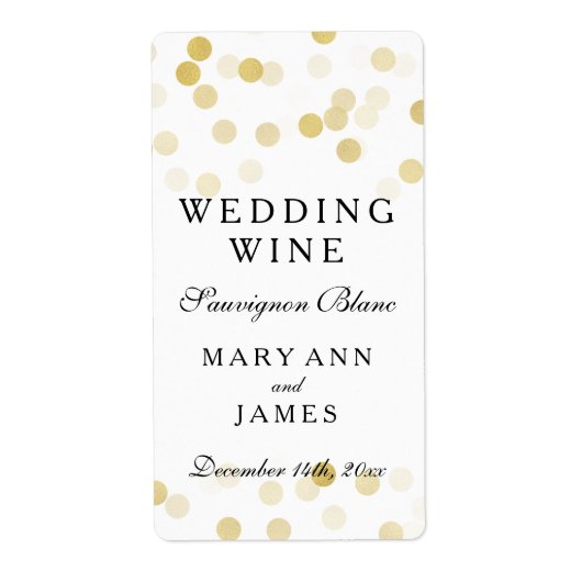 Bruiloft Wijn Label Faux Gouden Folie Glitter Ligh (Voorkant)