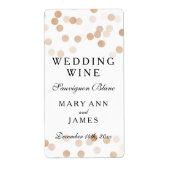 Bruiloft Wijn Label Faux Koper Folie Glitter Light (Voorkant)