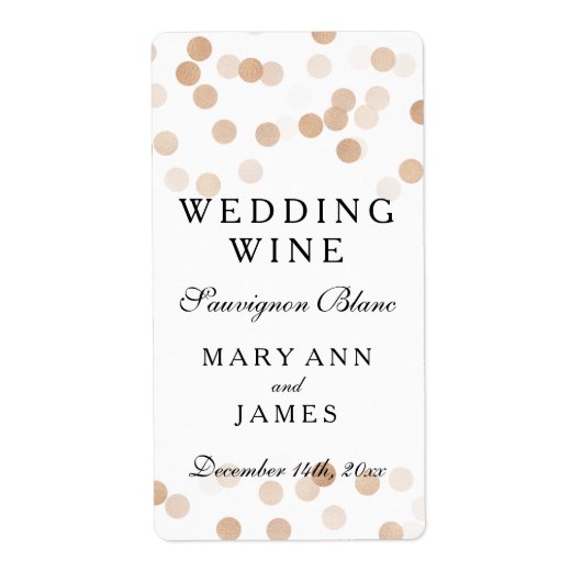 Bruiloft Wijn Label Faux Koper Folie Glitter Light (Voorkant)