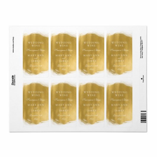 Bruiloft Wijn Label Gouden Verf Kijk (Full Sheet)