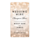 Bruiloft Wijn Label Koper Glitter Lights (Voorkant)