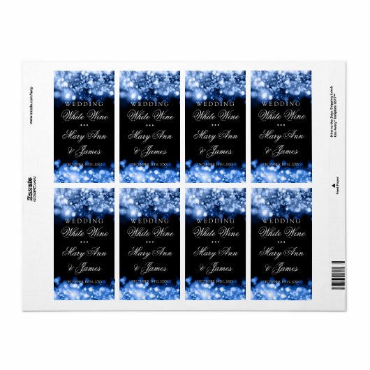Bruiloft Wijn Label Mousserende Lichten Saffier Bl (Full Sheet)