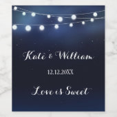 Bruiloft Wijn Label Navy Snaar van Lichten Wijn Etiket (Enkel label)