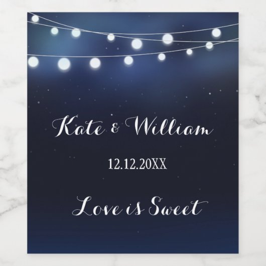 Bruiloft Wijn Label Navy Snaar van Lichten Wijn Etiket (Enkel label)