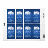Bruiloft Wijn Label Winter Herten Sparkle Blue (Full Sheet)