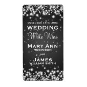 Bruiloft Wijn Label Winter Sparkle Zwart (Voorkant)