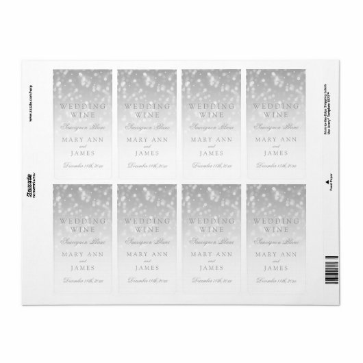 Bruiloft Wijn Label Zilveren Bokeh Sparkle Lights (Full Sheet)