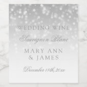 Bruiloft Wijn Label Zilveren Bokeh Sparkle Lights Wijn Etiket (Enkel label)
