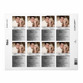 Bruiloft Wijn Label Zilveren Damast (Full Sheet)