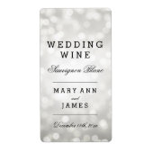 Bruiloft Wijn Label Zilveren Glitter Lights (Voorkant)