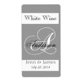 Bruiloft Wijn Labels Zilver Grijs Monogram A (Voorkant)