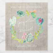 Bruiloft Wijn Woestijn Cactus Krans Hout Zuidwest Wijn Etiket (Enkel label)