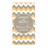 Bruiloft Wijnfles Chevron Patroon Favor Etiket (Voorkant)