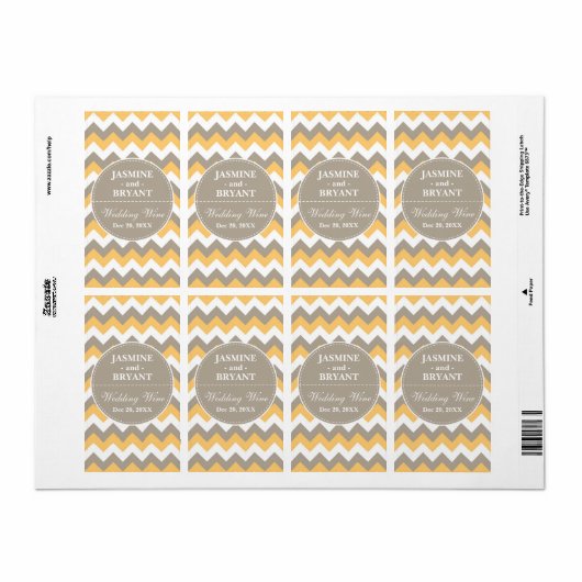 Bruiloft Wijnfles Chevron Patroon Favor Etiket (Full Sheet)