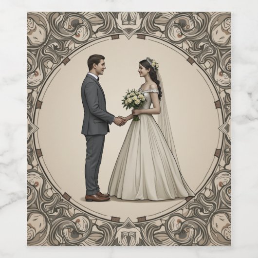 Bruiloft Wijnfles Etiketten (Enkel label)