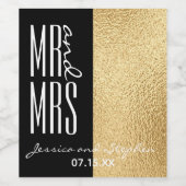 Bruiloft Wijnfles Label Elegant Goud en Zwart Wijn Etiket