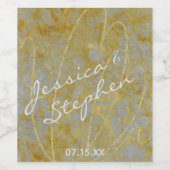 Bruiloft Wijnfles Label Zilveren voering Wijn Etiket (Enkel label)