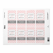 Bruiloft Wijnfles Roze Chevron Patroon Favor Etiket (Full Sheet)
