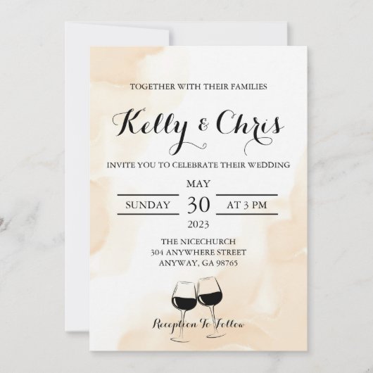 Bruiloft wijnglazen uitnodiging (Voorkant)