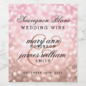 Bruiloft Wijnlabel Roos Blush Roze Glitter Lights Wijn Etiket (Enkel label)