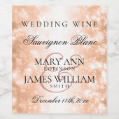 Bruiloft Wijnlabel Roos Gold Shimmer Lights Wijn Etiket (Enkel label)