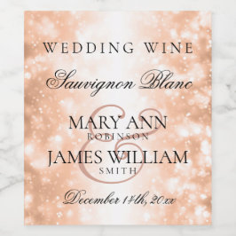 Bruiloft Wijnlabel Roos Gold Shimmer Lights Wijn Etiket