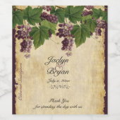 Bruiloft wijnmakerij, wijngaard Waterverf rustiek Wijn Etiket (Enkel label)