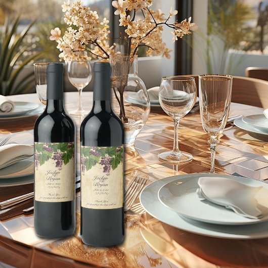 Bruiloft wijnmakerij, wijngaard Waterverf rustiek Wijn Etiket